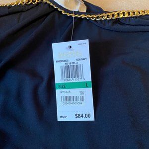 Navy Blouse with Gold Trim